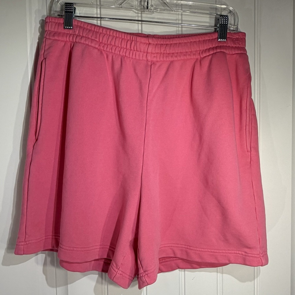 SKIMS Pink Fleece Lounge Shorts Women's Size Medium Elastic Waist Pockets